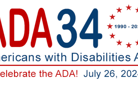 Graphic celebrating the 34th anniversary of the Americans with Disabilities Act