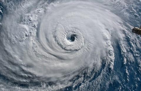 Swirling hurricane clouds as seen from space