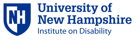 University of New Hampshire Institute on Disability logo featuring a blue and white shield and the letters NH