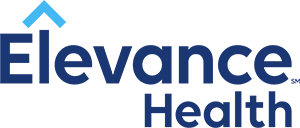 Elevance Health logo featuring a light blue arrow above the first letter L